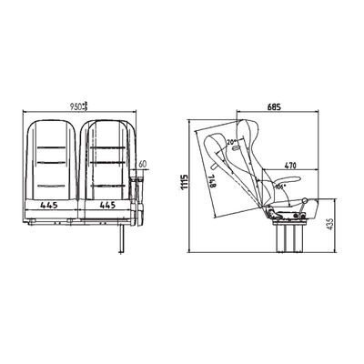 Assento H1115 de barco de passageiros de luxo para experiência em primeira classe