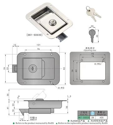 121*92*36MM Bloqueio de porta de passageiros de autocarro SK1-50030 para autocarro Higer